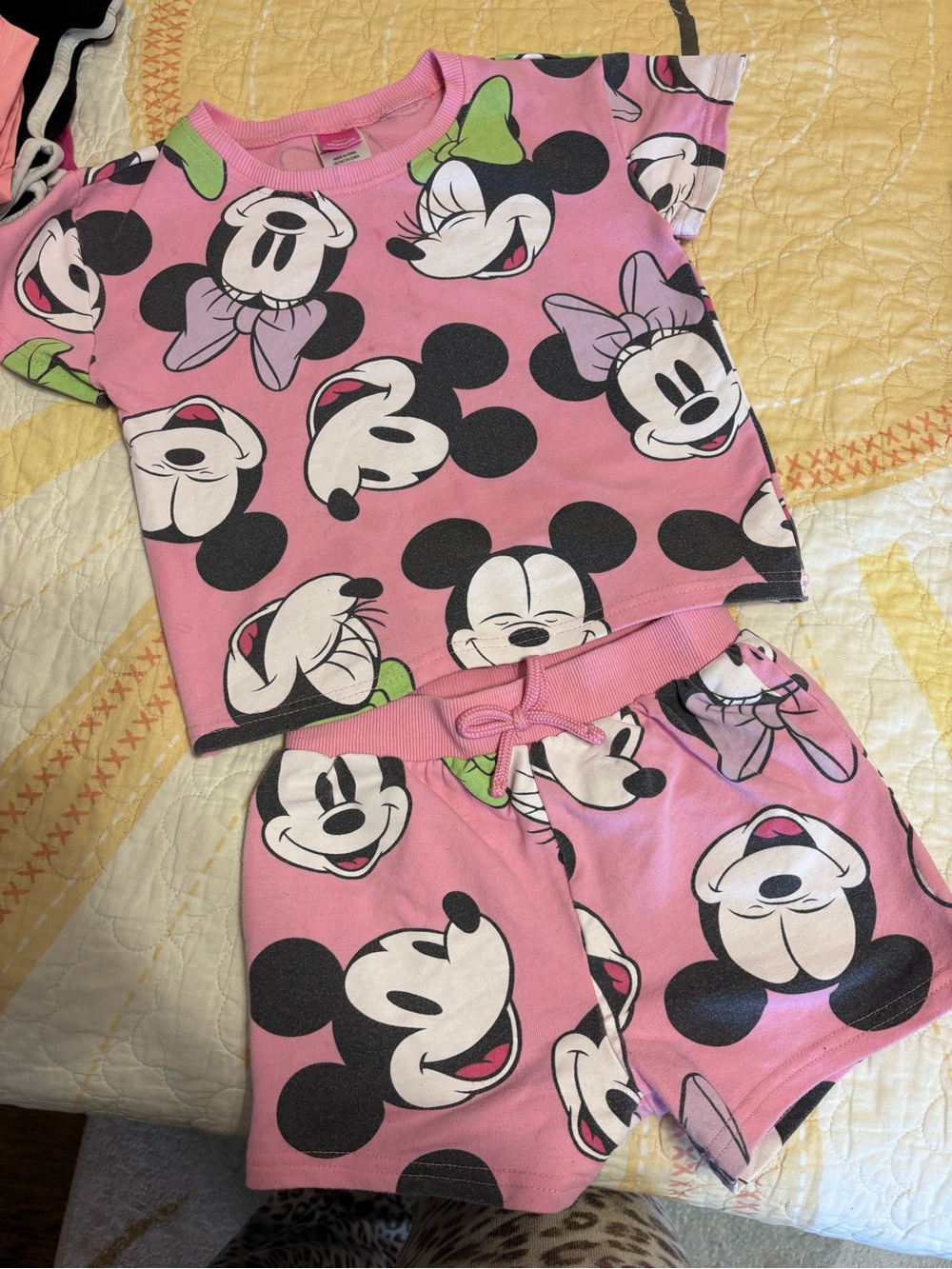 Disney Minnie & Mickey Pink Short Sleeve Pajama Set